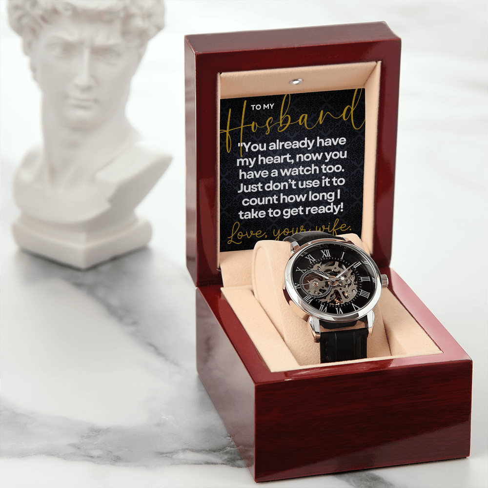 "You already have my heart..." Openwork Watch for Husband