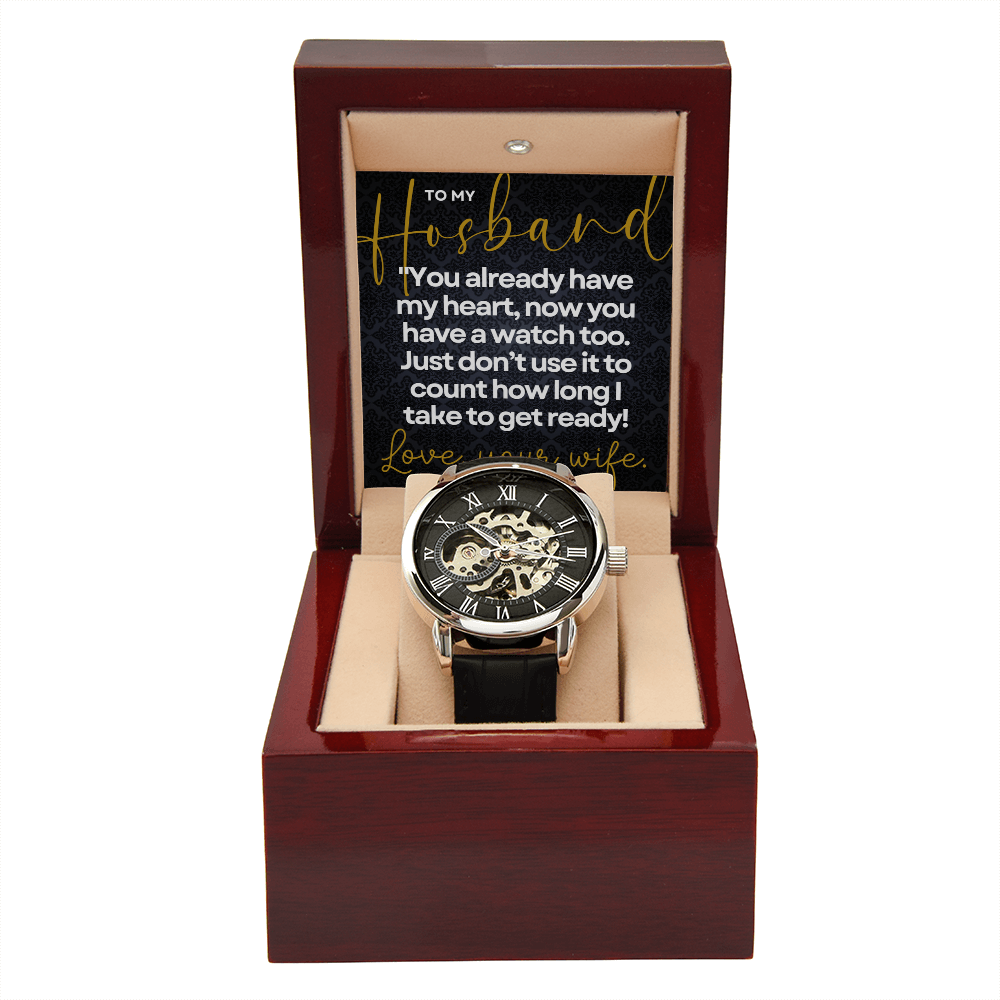 "You already have my heart..." Openwork Watch for Husband