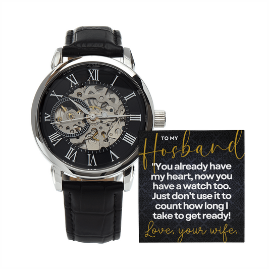 "You already have my heart..." Openwork Watch for Husband