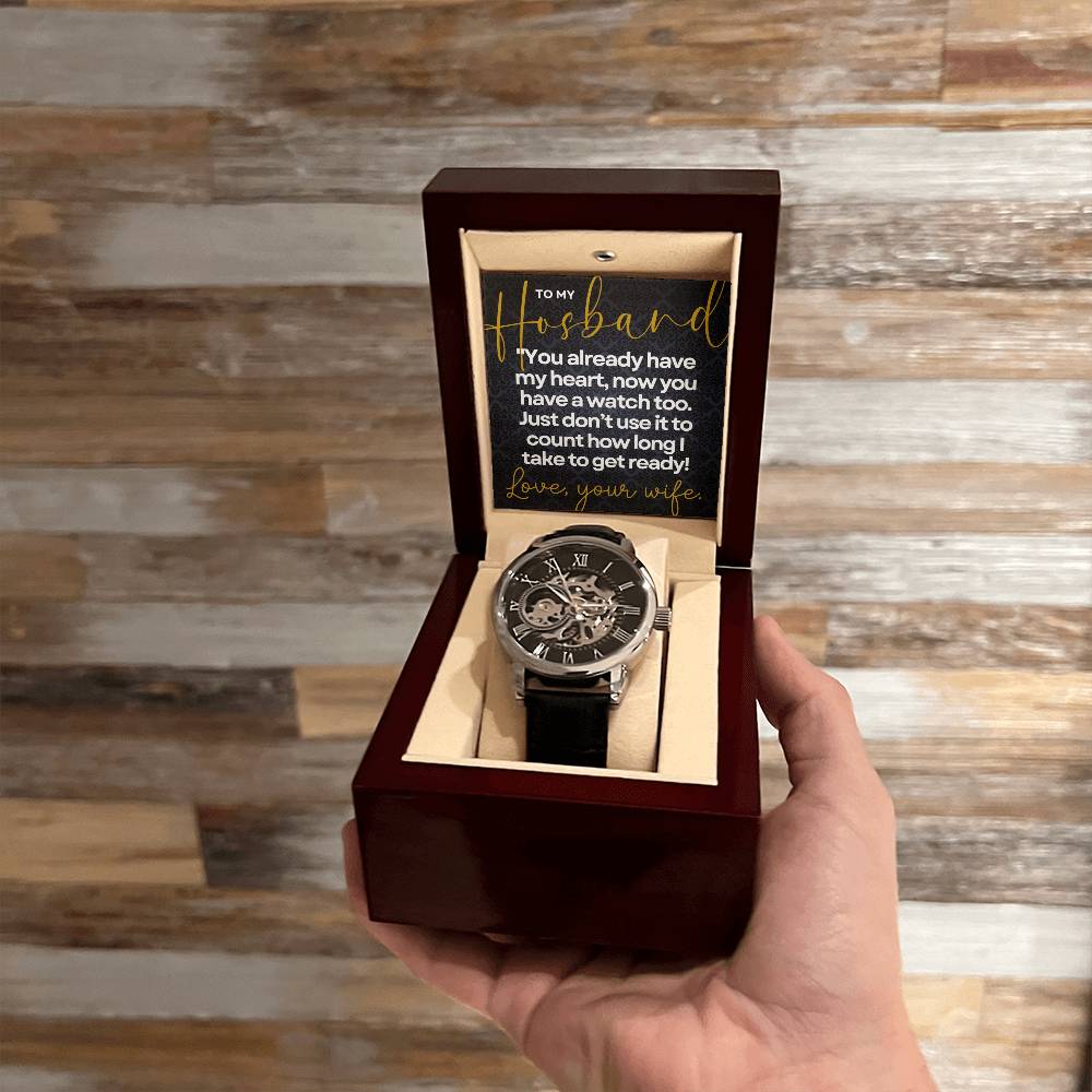 "You already have my heart..." Openwork Watch for Husband
