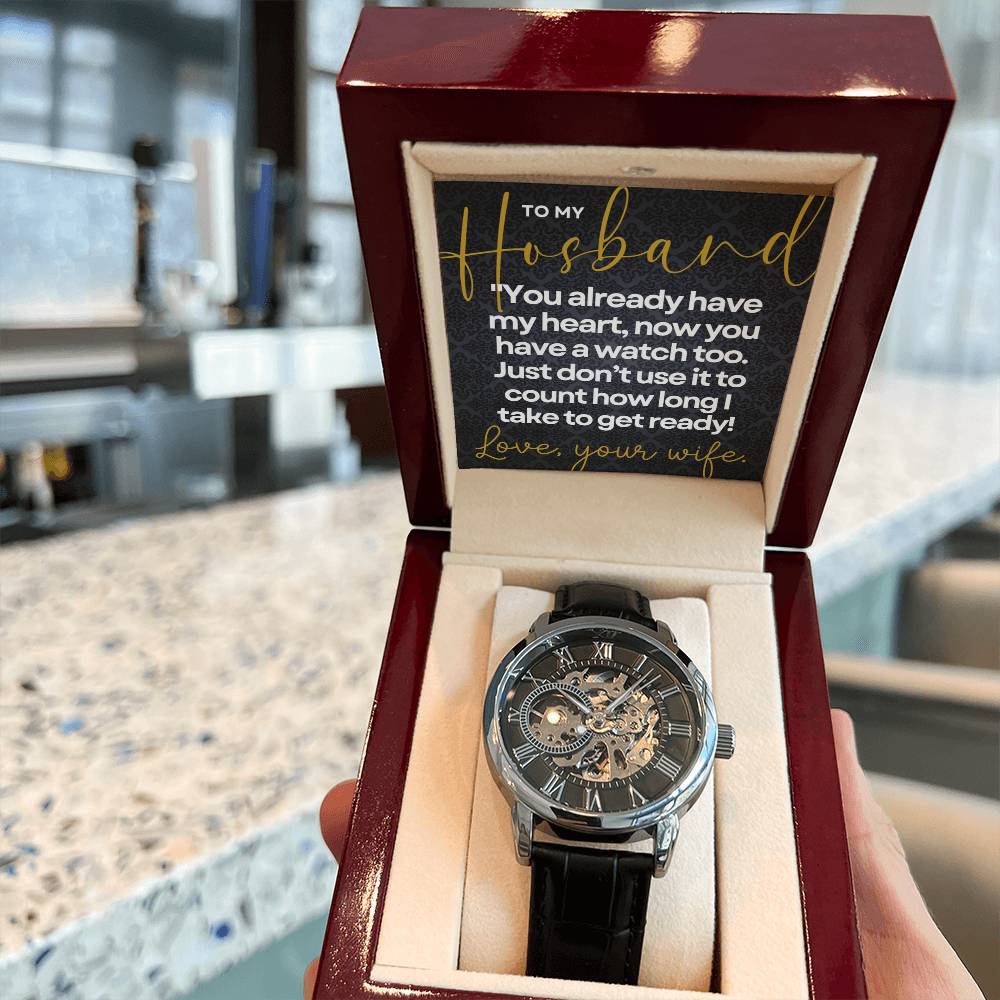 "You already have my heart..." Openwork Watch for Husband